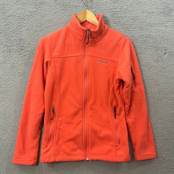 Columbia Jacket Womens S Orange Full Zip Long‎ Sleeve Fleece Jacket Warm Soft - Picture 1 of 10